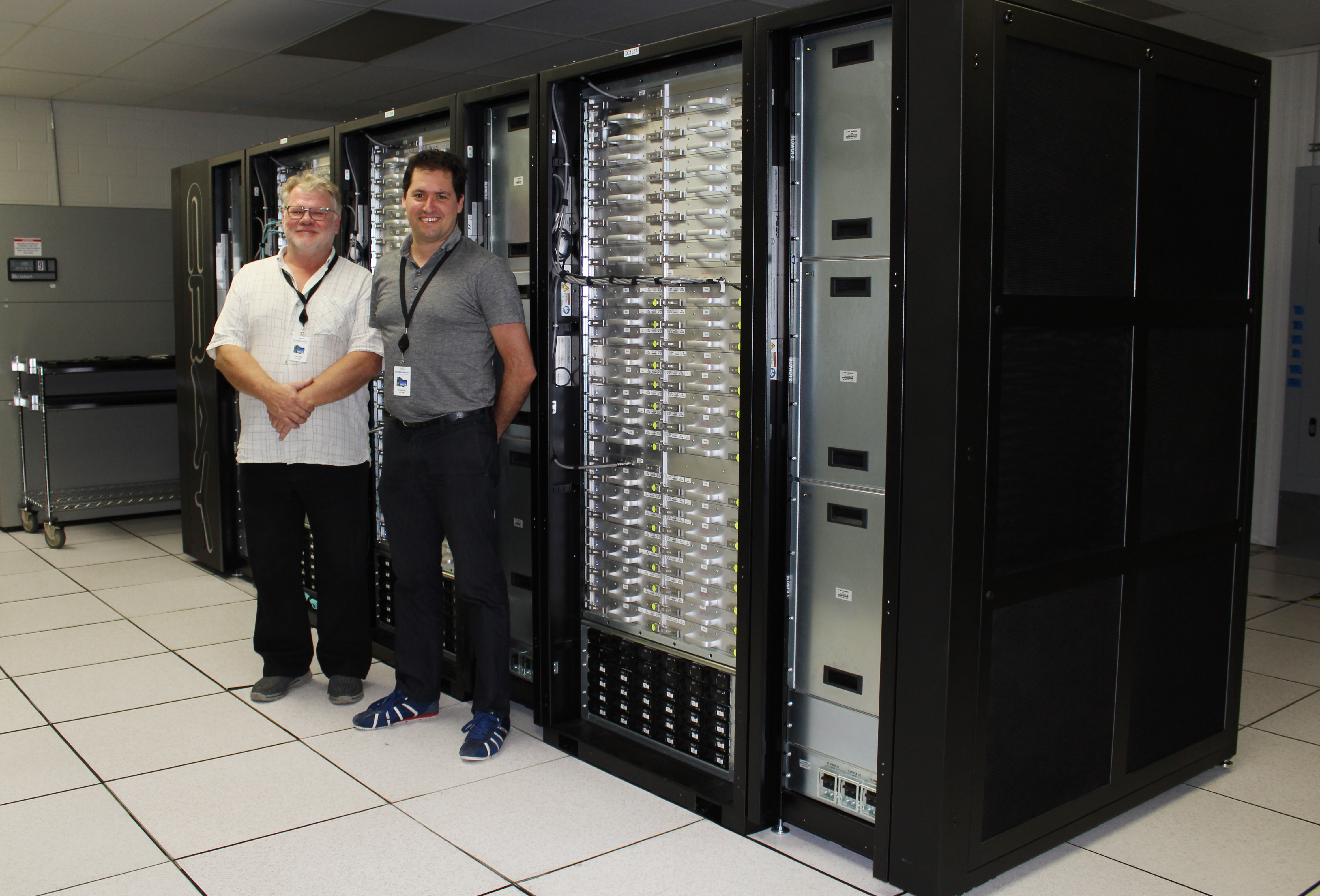 NeSI's Fabrice Cantos and Greg Hall at the Cray factory checking in on our XC50