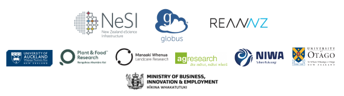 Logos of institutions listed in paragraph above - partners behind the national data transfer platform.