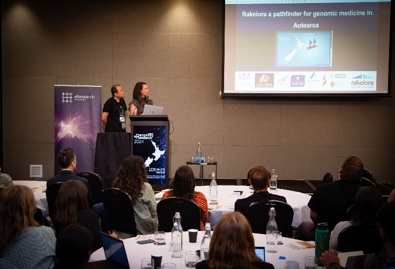 Jun Huh and Claire Rye presenting on Rakeiora