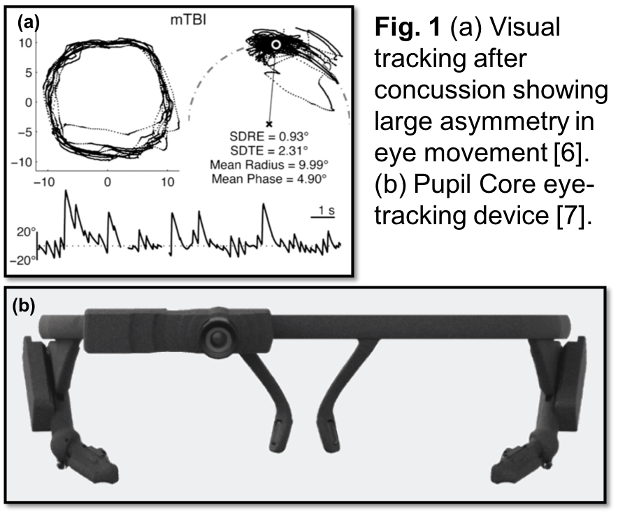 A research figure showing visual eye-tracking after a concussion.