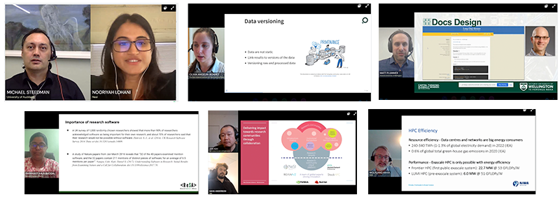 Screenshots of some of the presenters at the NZRSE 2023 conference.