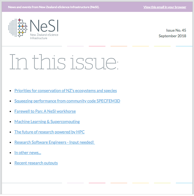 NeSI Newsletter mailing list