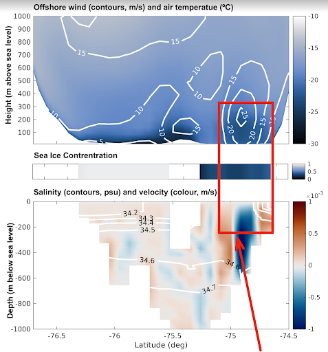 The figure shows how wind and ocean currents are coupled.