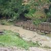 Footbridge damaged by flood, Te Auaunga creek walkway. Auckland 28 January 2023. Photo by Paul Left.