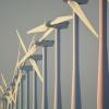 Photograph of wind farm windmills.
