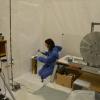 Dr Niki Osborne in the Bloodstain Pattern Analysis lab at the Institute of Environmental Science and Research.